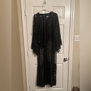 Lace Black Abaya with Shawl, size 54” long
